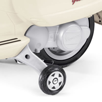 Peg Perego Vespa Scooter 12V Rubber tread wheels and training wheels. 